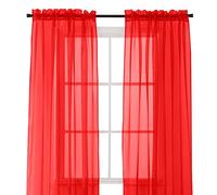 Elegant Comfort 2 Paneles Transparentes con Bolsillo para Barra de 5 cm, Cortinas de Ventana de 40 Pulgadas de Ancho x 84 Pulgadas de Largo, Color Rojo