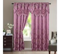 Elegant Comfort Aurora - Juego de Paneles de Cortina con Aspecto Jacquard con Cenefa adjunta de 137 x 213 cm (Juego de 2), Color Lila