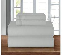 Elegant Comfort Coziest - Juego de Ropa de Cama, sábana Bajera elástica Alrededor, Bolsillo Profundo de hasta 16 Pulgadas, Microfibra, Gris Plateado, tamaño Queen