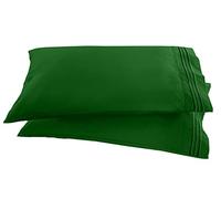 Elegant Comfort Funda de Almohada de 1500 Hilos Bordados, Calidad egipcia, Lujosa, Sedosa, Suave, Resistente a Las Arrugas y a la decoloración, 2 Piezas, tamaño King/California King, Color Verde
