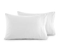 Elegant Comfort - Funda de Almohada ultrasuave, 1500 Hilos de Calidad egipcia, Doble Cepillado, 2 Fundas de Almohada de Microfibra, Calidad hotelera Resistente a Las Arrugas, estándar/Queen, Blanco