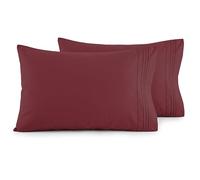 Elegant Comfort - Funda de Almohada ultrasuave, 1500 Hilos de Calidad egipcia, Doble Cepillado, 2 Fundas de Almohada de Microfibra, Calidad hotelera Resistente a Las Arrugas, estándar/Queen, Burdeos