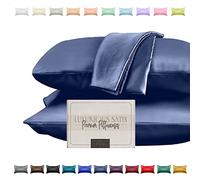 Elegant Comfort Juego de Funda de Almohada de satén Sedoso y Lujoso de 2 Piezas para una Piel y Cabello más saludables, Cierre de Cremallera Oculto y bellamente empaquetado, Juego de Fundas de
