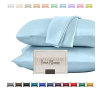 Elegant Comfort Juego de Funda de Almohada de satén Sedoso y Lujoso de 2 Piezas para una Piel y Cabello más saludables, Cierre de Cremallera Oculto y bellamente empaquetado, Juego de Fundas de