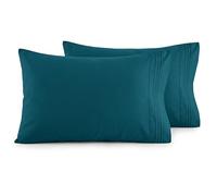 Elegant Comfort Juego de Funda de Almohada ultrasuave de Lujo de 2 Piezas, 1500 Hilos, Microfibra de Calidad egipcia, Doble Cepillado, Resistente a Las Arrugas, tamaño estándar, Verde Azulado Marino