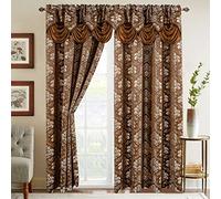 Elegant Comfort Juego de Paneles para Cortinas Estilo Jacquard con Cenefa en Cascada (Juego de 2), 137 x 213 cm, marrón Chocolate
