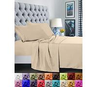 Elegant Comfort Juego de sábanas de 4 Piezas de Lujo de Calidad egipcia, súper Suave, sin Arrugas y Resistente a la decoloración, tamaño matrimonial, Crema, Beige