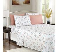 Elegant Comfort Juego de sábanas de 4 Piezas más Suave y Acogedor, Microfibra de Calidad hotelera 1500, Bolsillo Profundo, Resistente a Las Arrugas, Juego de sábanas Florales de 4 Piezas, Individual,