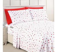 Elegant Comfort Juego de sábanas de 6 Piezas, Microfibra 1500, Bolsillo Profundo, Resistente a Las Arrugas, 4 Piezas, patrón de corazón, tamaño Individual, Valentina