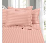 Elegant Comfort Juego de sábanas de 6 Piezas, Microfibra 1500, Bolsillo Profundo, Resistente a Las Arrugas, Juego de sábanas de 6 Piezas de Rayas de Damasco, California King, Rosa