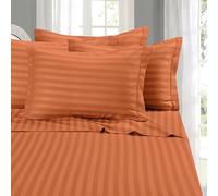 Elegant Comfort Juego de sábanas de 6 Piezas, Microfibra 1500, Bolsillo Profundo, Resistente a Las Arrugas, Juego de sábanas de 6 Piezas de Rayas de Damasco, California King, Coral