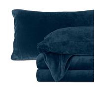 Elegant Comfort Juego de sábanas de Franela de Terciopelo Suave de 4 Piezas, acogedoras, cálidas, antiestáticas, no se Les Forman Pelusas, tamaño King, Color Azul Marino