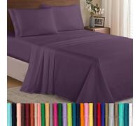 Elegant Comfort Juego de sábanas de lujo suave de 1500 hilos, calidad egipcia, 3 piezas, resistente a las arrugas y a la decoloración, bolsillo profundo, Microfibra, Berenjena-morado, Matrimonio doble
