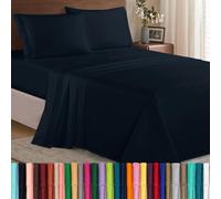Elegant Comfort Juego de sábanas de Lujo Suave de 1500 Hilos, Calidad egipcia, 3 Piezas, Resistente a Las Arrugas y a la decoloración, Bolsillo Profundo, Microfibra, Negro, Matrimonio