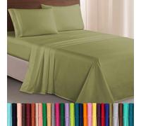Elegant Comfort Juego de sábanas de Microfibra Lujoso de 1500 Hilos Hotel, de Tres líneas Bordadas, 4 Piezas, Resistente a Las Arrugas y decoloración, Queen, Verde Salvia