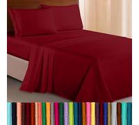 Elegant Comfort Juego de sábanas de Microfibra Lujoso de 1500 Hilos Hotel, de Tres líneas Bordadas, 4 Piezas, Resistente a Las Arrugas y decoloración, California King, Burdeos