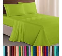 Elegant Comfort Juego de sábanas de Microfibra Lujoso de 1500 Hilos Hotel, de Tres líneas Bordadas, 4 Piezas, Resistente a Las Arrugas y decoloración, Queen, Lima