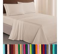 Elegant Comfort Juego de sábanas de Microfibra Lujoso de 1500 Hilos Hotel, de Tres líneas Bordadas, 4 Piezas, Resistente a Las Arrugas y decoloración, California King, Crema