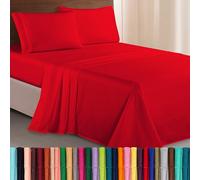 Elegant Comfort Juego de sábanas de Microfibra Lujoso de 1500 Hilos Hotel, de Tres líneas Bordadas, 4 Piezas, Resistente a Las Arrugas y decoloración, California King, Rojo