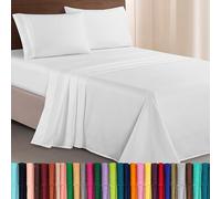 Elegant Comfort Juego de sábanas de Microfibra Lujoso de 1500 Hilos Hotel, de Tres líneas Bordadas, 4 Piezas, Resistente a Las Arrugas y decoloración, King, Blanco