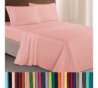Elegant Comfort Juego de sábanas de Microfibra Lujoso de 1500 Hilos Hotel, de Tres líneas Bordadas, 4 Piezas, Resistente a Las Arrugas y decoloración, Queen, Rosa desteñido