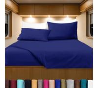 Elegant Comfort Juego de sábanas de Microfibra Lujoso de 1500 Hilos Hotel, de Tres líneas Bordadas, 4 Piezas, Resistente a Las Arrugas y decoloración, Queen Corto RV, Azul