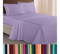 Elegant Comfort Juego de sábanas de Microfibra Lujoso de 1500 Hilos Hotel, de Tres líneas Bordadas, 4 Piezas, Resistente a Las Arrugas y decoloración, King, Lavanda