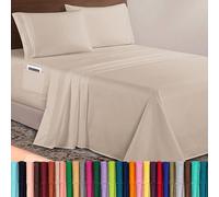 Elegant Comfort Juego de sábanas ultrasuaves de Microfibra Lujoso de 1500 Hilos Hotel, 4 Piezas, 45-60 cm de Profundidad, Bolsillo extraprofundo, King, Crema