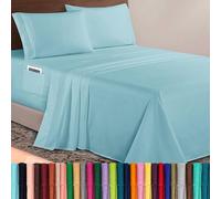 Elegant Comfort Juego de sábanas ultrasuaves de Microfibra Lujoso de 1500 Hilos Hotel, 4 Piezas, 45-60 cm de Profundidad, Bolsillo extraprofundo, King, Azul Aguamarina