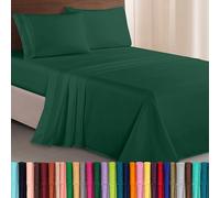 Elegant Comfort Lujoso Juego de sábanas de 1500 Hilos de Calidad egipcia, Tres líneas Bordadas, Suaves, 4 Piezas, Resistente a Las Arrugas y a la decoloración, Queen, Verde Cazador