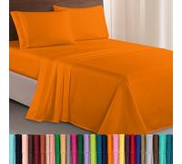 Elegant Comfort Lujoso juego de sábanas de 4 piezas de calidad egipcia de 3 líneas bordadas de calidad de hotel de 1500 hilos, resistente a las arrugas y a la decoloración, tamaño Queen, color naranja