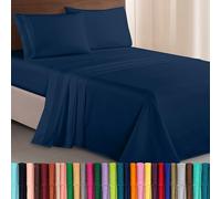 Elegant Comfort Lujoso Juego de sábanas de Microfibra 1500, de Tres líneas Bordadas, de 4 Piezas, Resistente a Las Arrugas y a la decoloración, tamaño Queen, Color Azul Marino