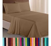 Elegant Comfort Lujoso Juego de sábanas de Microfibra 1500, de Tres líneas Bordadas, de 4 Piezas, Resistente a Las Arrugas y a la decoloración, tamaño Queen, Color Gris Pardo