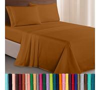 Elegant Comfort Lujoso Juego de sábanas de Microfibra 1500, de Tres líneas Bordadas, de 4 Piezas, Resistente a Las Arrugas y a la decoloración, matrimonial, Bronce