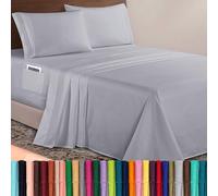 Elegant Comfort Luxurious 1500 Premium Hotel Quality Microfiber 4-Piece Sheet Set, 18-24 Inches Deep - Extra Deep Pocket Sheets - Ultra Soft 4PC Deep Pocket Sheets, California King, Silver Gray