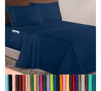 Elegant Comfort Luxurious 1500 Premium Hotel Quality Microfiber 4-Piece Sheet Set, 18-24 Inches Deep - Extra Deep Pocket Sheets - Ultra Soft 4PC Deep Pocket Sheets, Full, Navy Blue