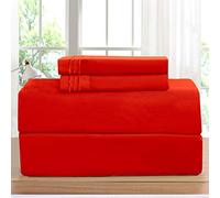 Elegant Comfort Luxurious Amazon 1500 Thread Count Hotel Quality Wrinkle, Fade and Stain Resistant 4-Piece Bed Sheet Set, Deep Pocket, Full, Pink, Microfibra, Rojo, King Pillowcases