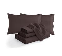 Elegant Comfort Luxurious Soft 1500 Thread Count Egyptian 6-Piece Premium Hotel Quality Wrinkle and Fade Resistant Coziest Bedding Set, Easy All Around Elastic Fitted Sheet, Deep Pocket, Full, Chocolate Brown