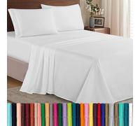 Elegant Comfort Luxury Soft 1500 Juego de sábanas suaves, tamaño doble, algodón egipcio prémium de 1500 hilos, 4 piezas, antiarrugas, bajera totalmente elastizada, calce hasta 40 cm, blanco