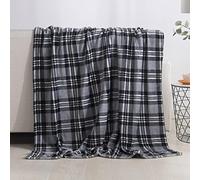 Elegant Comfort Luxury Velvet Super Soft Christmas Prints Fleece Blanket-Holiday Theme Home Décor Fuzzy Warm and Cozy Throws for Winter Bedding, Couch and Gift, 50 x 60 Inch, Gray Plaid Throw