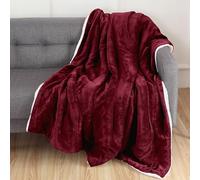Elegant Comfort Manta Reversible De Sherpa Sólida para Todas Las Estaciones, Súper Suave, Acogedora Y Afelpada, Manta Decorativa Descansar, 50 X 60 Pulgadas, Color Borgoña