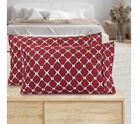 Elegant Comfort Pattern Printed Pillowcases 2-Piece Set Egyptian Quality 1500 Thread Count Timeless Classic Designs Soft and Smooth Weave, Wrinkle Resistant, Bloomingdale Queen Pillowcase, Burgundy