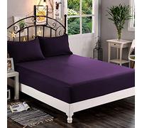 Elegant Comfort Sábana Bajera de 1500 Hilos, Microfibra Suave de Calidad hotelera, Profundidad de hasta 40,6 cm, Resistente a Arrugas y decoloración, tamaño Individual/Individual XL, Morado Berenjena