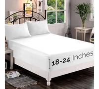 Elegant Comfort Sábana Bajera ultrasuave, 1500 Hilos, extraprofunda, 46 a 61 cm, para colchón Alto, sin Arrugas, Almacenamiento Inteligente, California King, Color Blanco