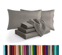 Elegant Comfort Set de cama de microfibra suave 1500 Series, calidad de hotel, resistente a arrugas y decoloración, 6 piezas, sábana ajustable con elástico integral, bolsillo profundo, Queen, gris