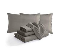 Elegant Comfort Set de Cama de Microfibra Suave 1500 Series, Calidad de Hotel, Resistente a Arrugas y decoloración, 6 Piezas, sábana Ajustable con elástico Integral, Bolsillo Profundo, Queen, Gris
