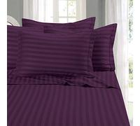 Elegant Comfort Softest and Coziest 4-Piece Sheet Set - 1500 Thread Count Egyptian Quality Luxurious Wrinkle Resistant 6-Piece Damask Stripe Bed Sheet Set, Twin XL, Eggplant/Purple