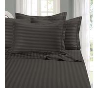 Elegant Comfort Softest and Coziest - Juego de sábanas de 4 Piezas, 1500 Hilos, Calidad egipcia, Lujoso, Resistente a Las Arrugas, 6 Piezas, Rayas de Damasco, tamaño Individual, XL, Gris