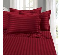 Elegant Comfort Softest and Coziest - Juego de sábanas de 4 Piezas, 1500 Hilos, Calidad egipcia, Lujoso, Resistente a Las Arrugas, 6 Piezas, Rayas de Damasco, tamaño Individual, Color Burdeos