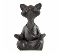 Elegant gift for cat lovers - Buddha cat statue, black 12.5 cm